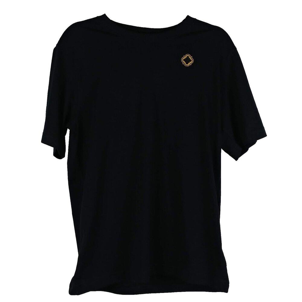 Lands End T Shirt Short Sleeve Black with Gold Logo New